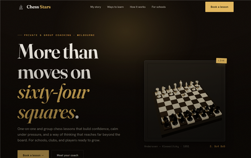 Aperçu du site Chess Stars